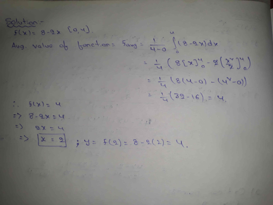 Solution :- F(x)= 8-92 (0,4). Aug. velue of fonctions faug ť (8[x] - 8 ( 27 ) u 1814-0)-(4-0) (39-16) : flse) = u => 8-9x=4