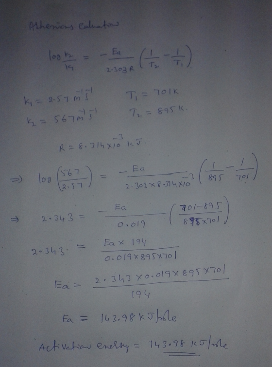 2-13A T T lo 8 (2.5フ 2.303 x f-1x0 2-343 = -Ea / 70/-895 o.019 2-343 = Fan 19y × 191 o. o 19 x 89 SX701 2. 343 Xo.olgXg95x7이