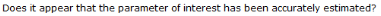 Does it appear that the parameter of interest has been accurately estimated?