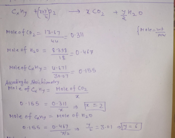 mole ofche 13:17 = o-311 2 Mw 0-47 30-07 Acocing to ichiometry 6 155 311 Mole of any Mole of 20 0,155 = 0,467 2