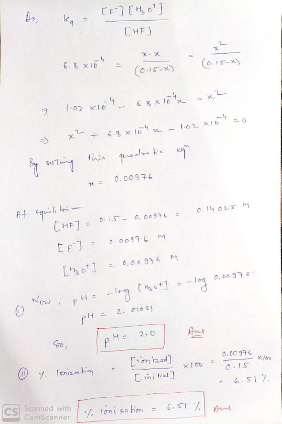 Aso ko [F] [H0] [HE] xox Rx 10 109 = (0.15-2) 6.8 x 10 x = x - 1.02xlo - - 1.02x10 20 -) x + 6.8 x 104 x by soling this qua