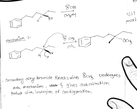 80H Crizon nil 07 By moxic mechanism :- - Secondary alky boomide Reacts with 8chy undergoes SN2 mechanism . (Subs if gives su