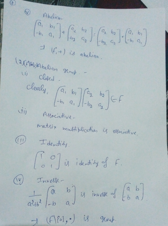(2 Abelian - a, b bes b]*2 1-b, a, b ad be az Ebi od lf,t) is abelian. (2X+11) Abelian gerup. – is closed. clearly, a, b, sag