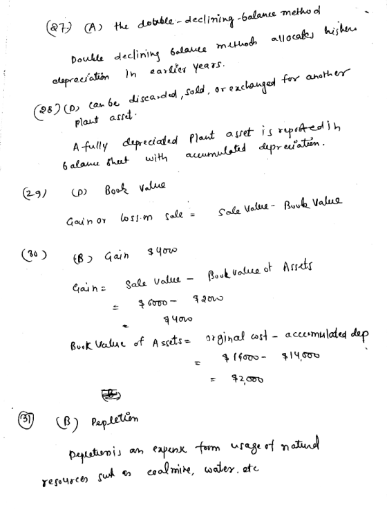 Q7) (A) the dobble- declining -balance methwd Doukle declining balauce mehodb allocabes hishere e arlier yea rs. in eleprecia