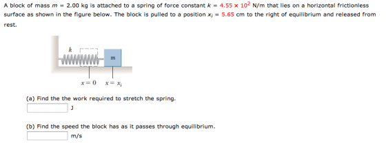 A block of mass m = 2.00 kg is attached to a sprin