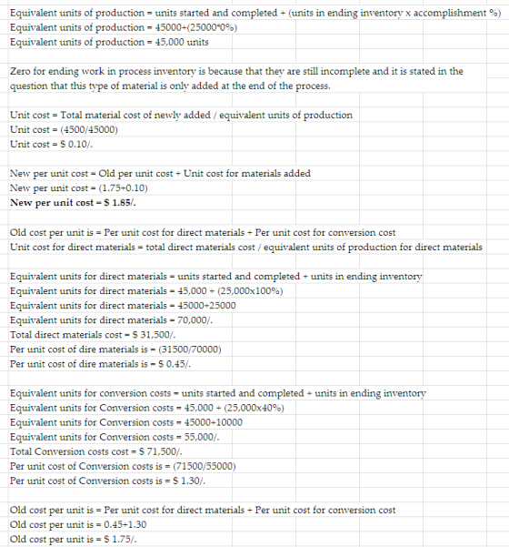 Equivalent units of production = units started and completed + (units in ending inventory x accomplishment %) Equivalent unit