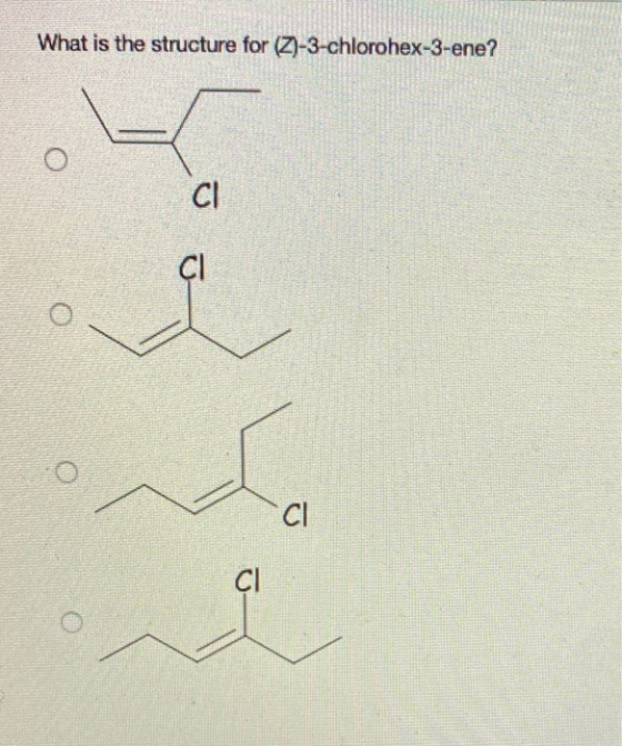 What is the structure for (Z)-3-chlorohex-3-ene?