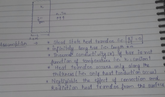 hitro 4 4 Assumption * Stead state heat tomsfer le = * infinitely long Bar que o length to * Thermal conductivity (K) of bar