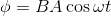 \phi = BA \cos \omega t