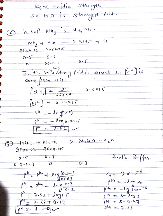 Kex acidic So HD is strength strongest acid. - in Sol Nha is Nhyon. - Nhat he - > NMyt + Le 2500.02 Yox 01015 05 06 - --- 0.6
