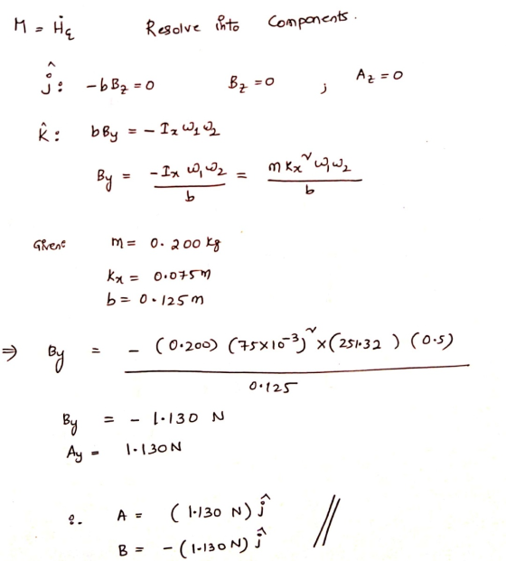 M = Ha Resolve into Components. Az=0 Bz -b Bz j Â : b By = – IzW, - Ix ww2 m kxw, w, By b Girene m = 0.200 kg Ka = 0.075m b=