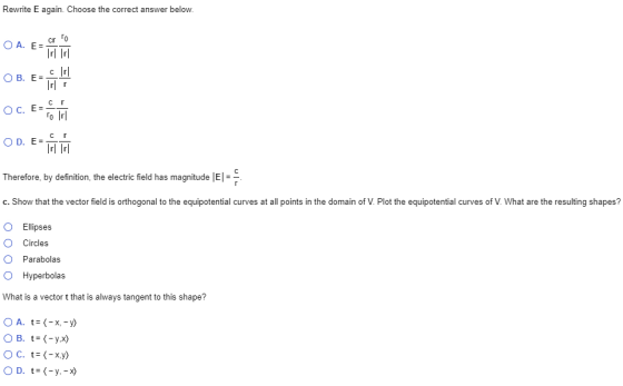 Rewrite E again. Choose the correct answer below. cr To OA. EN Trl Ir c Ir OB. E = or O c. Eu с г To Ir OD. EN с г TOLL There