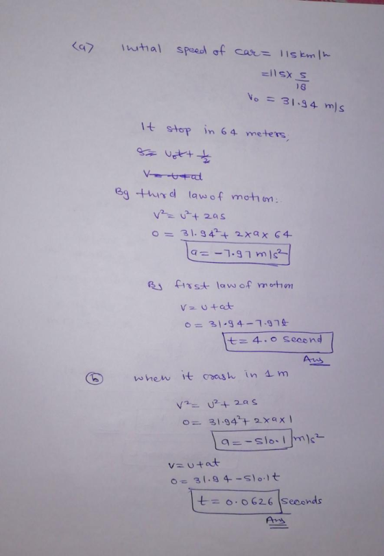 Ve 31-34 m It stop in 64 meters 2e om: 31-94-7-9& t4 o Secon when, it consんin im vsutad to.o 626 Seconds