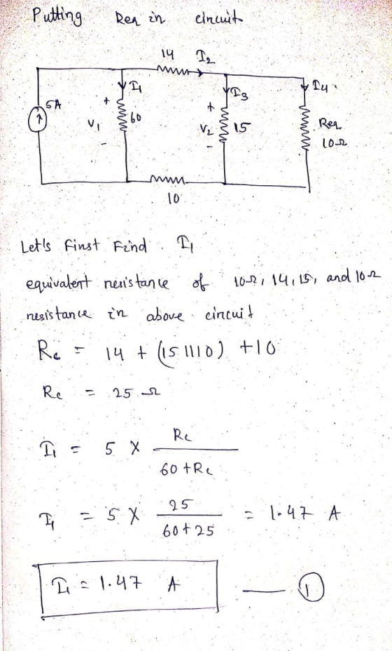 Putting Rea in einmit 14 1. & Req 10-12 Lets First Find all equivalent nesistance of 102, 14, 15, and 10.2 resistance in abo