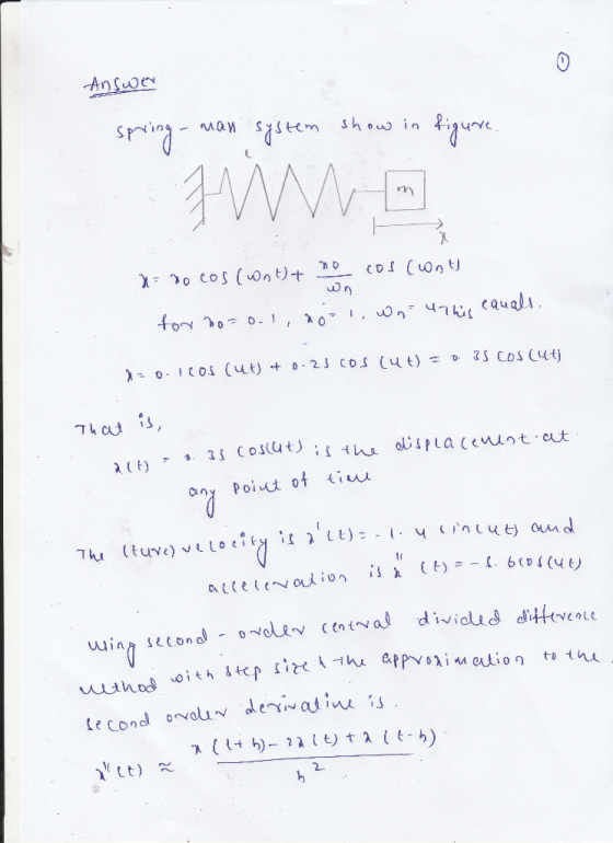 Answer sporing - man system show in figure. wn n = no cos(watt no cos (onth for not onl, nool, what this canals. = 0.1Cos Cut