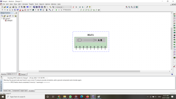 - -EX E Design 1 - Multisim - [Design1 *] File Edit View Place MCU Simulate Transfer Tools Reports Options Window Help 8 B é