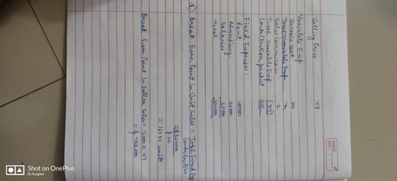 PAGE NO DATE 1 47 20 Selling Price Variable Enp Invoice Cost Total Variable Ext Sales Commission Total variable Emp Contribut
