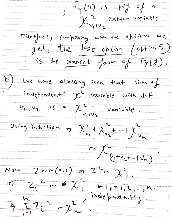 a ) Xuitur random variable fy (4) is pay of V tuz Therefore, comparing get, the last option (option 5) is the correct form of