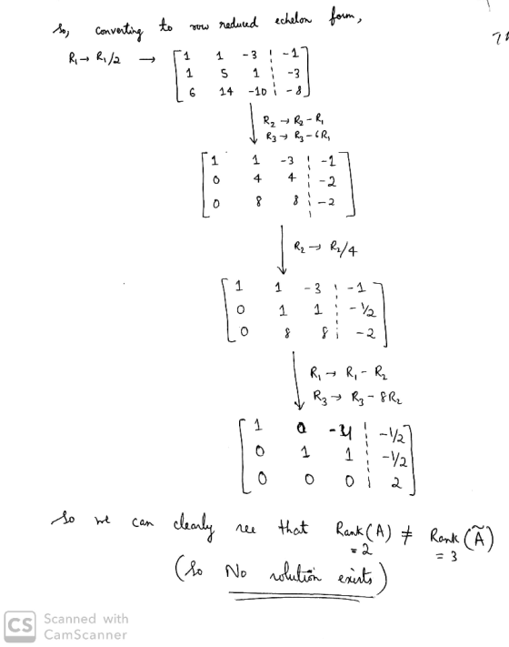 form, so, converting Rio R/ to now reduced echelon r1 1 - 3 1 -17 11 5 11 -3 6 14 -10 1-8) - 1 To T R₂ R₂ - R, ✓ R3 R₃-6R, 1