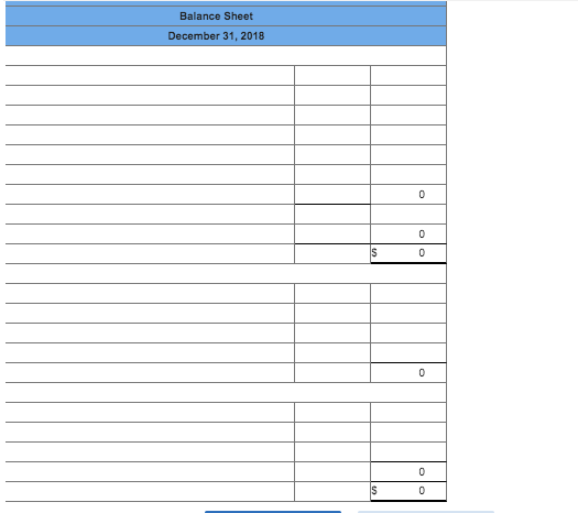 Balance Sheet December 31, 2018