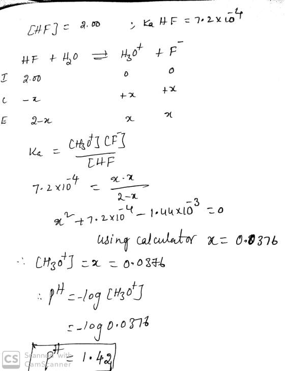 CHF] = 8.00 ; Ka HF = 762x104 HF + H2O & Hzot to I 2.00 0 0 cra ta E 2-2 = C#d] СЕ 7 CHF 7.24104 = x x 2-a &²+7.20104_1uuxio