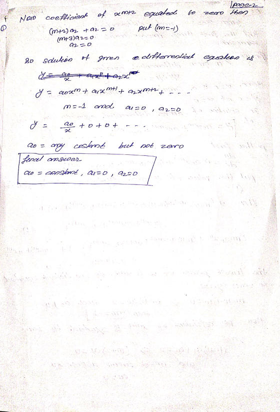 page2 zero then F Nou coefficient of xmpa (mitz) az +02=0 ( M3)92-0 9250 equaled 60 put (m=-) 80 Sdulón differential equation
