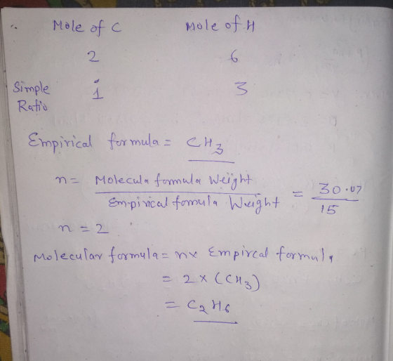 Mele of C mole of H 2. Simple 1 empirical formula二en 3 2 x CCn3)