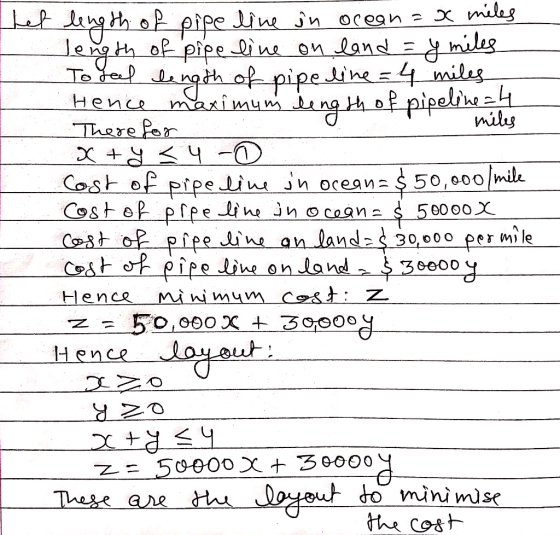 ল ০f piee 0 v ০৮ 2০ = Te ४e ) w_ ১৭ ৩৫e9৮ = x wlag Imileg गाठ हु० फविम of pipe line=4 miles फ x ng ০?pipole = Hence TL২४e x +