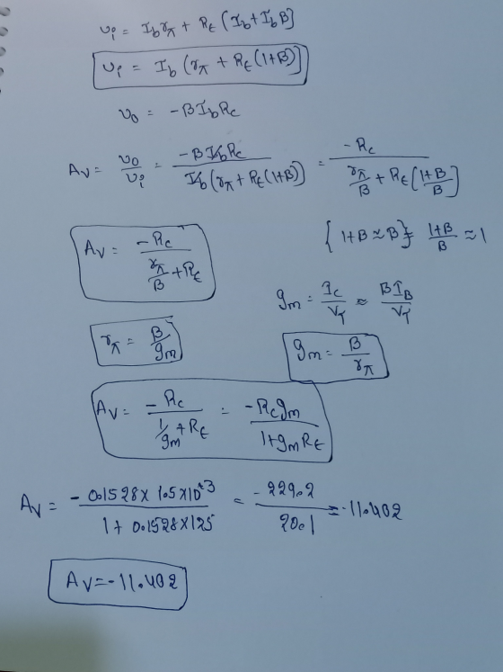 up = Ib q + RE (Abt Ib B] [up = Ib (PA + RE (IAB) Vo = - B Ib Re - Rc -BIRC AU NO Ano Io lont RECIAR - BA + RE (14B] {1+B 28}