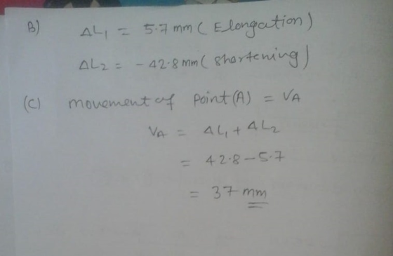 B) AL! 59 mm C. Elongation ) 42.8 Mm c) mouement 3.7-mm =