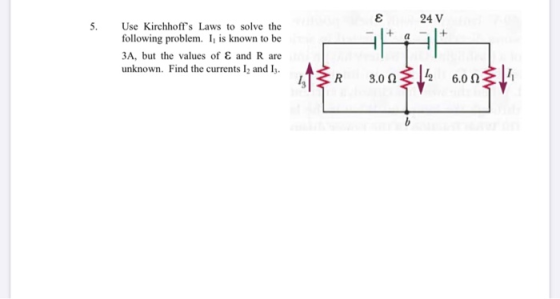 E 24 V a Use Kirchhoffs Laws to solve the following problem. I is known to be 3A, but the values of and R are unknown. Find