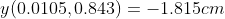 y(0.0105,0.843)= -1.815cm