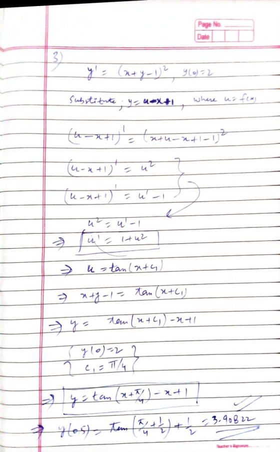 Page No. Date y = (hty 12 y lo=2 Substitute , youexti where urfum (h=x+1) = (xtu-x+1=1)? (4-x+1) (U-xot 1) = u 7 и u u-1 tu