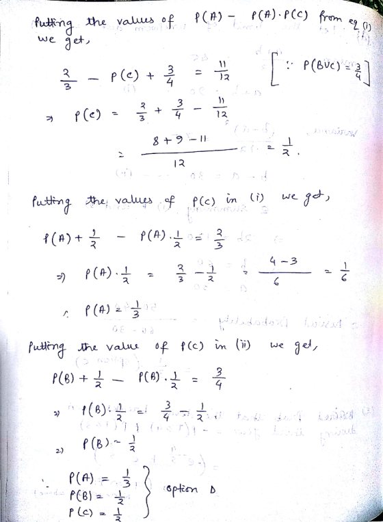 fudhna the valus P(A) - P(A) P(c) Ue 3 - p(e 3 I 3 3 P (A)a 3 3