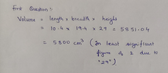 first Que shon Volume length xbreadthx height 3 tiant gure dl 2 due to 2 9