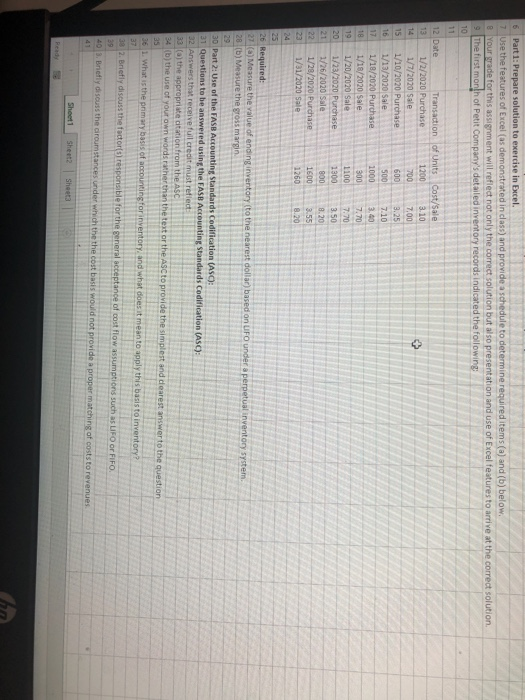 6 Part 1: Prepare solution to exercise in Excel. 7 Use the features of Excel (as demonstrated in class) and provide a schedul