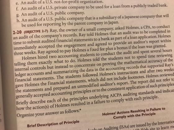 e. An audit of a U.S. not-for-profit organization. f. An audit of a U.S. private company to be used for a loan from a publicl