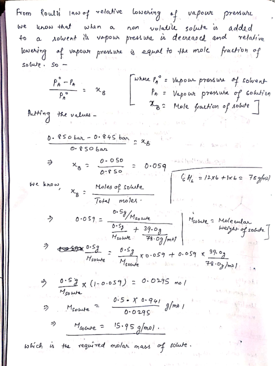 from Roulds law of relative lowering of vapour pressure we know that when a non volatile solute is added to a sowent its vap