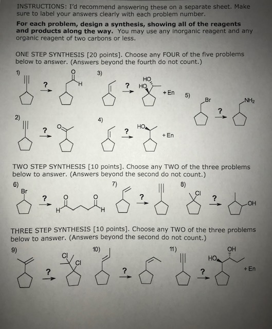INSTRUCTIONS: Id recommend answering these on a separate sheet. Make sure to label your answers clearly with each problem nu