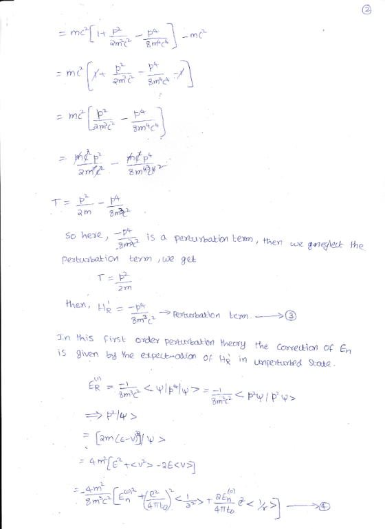 = me[ part 1 ] - me = me [st z mi cele care of the T=p² - 14 .: am m? . So here, -p4 is a perturbation tem, then we neglect t