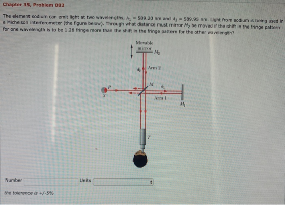 Chapter 35, Problem 082 The element sodium can emit light at two wavelengths, 11 - 589.20 nm and A2 589.95 nm. Light from sod