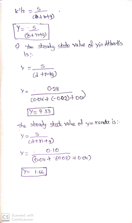 S The steady state value of xin Atlantis kla (athtg) +979) Y is! Cd tntg) 0.28 conut (-0025 tool 17- 9.33 The steady state v