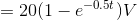 = 20(1 - e-0.5) V