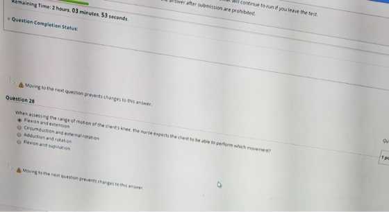 wll continue to run if you leave the test swer after submission are prohibited. Remaining Time: 2 hours. 03 minutes, 53 secon