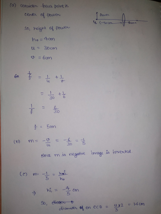 Co) consiclo fotus point is center o liowe flousen ,heigte flouser ha-4cm) u= 30cm Ea 306 30 (b) m =-= 그 uL 5 ~ since m is ne