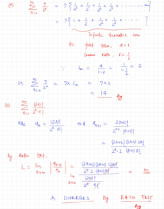 (9) + + 7 4 2 1 - + - + 7 zn 3 - - 3 2 22 inco 7{ 1 + . + - I 2 + - 22 23 infinite Geometric sum first term, its q=1 Comman
