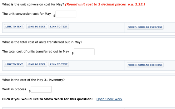 What is the unit conversion cost for May? (Round unit cost to 2 decimal places, e.g. 2.25.) The unit conversion cost for May