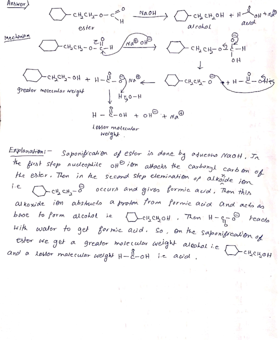 Anzher autol al cohol taeclaniM CHCO 9realer noleular eiahh erser molecnlar Enplanatton he ester, Then in he Secmd Skep elemi