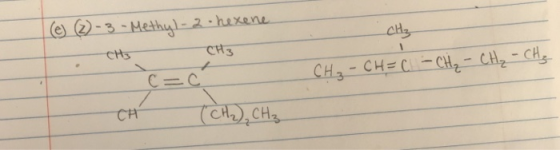 e 2-3-Methul- 2 hexene CHs CH3 CHS CH-CH=CCH-CH-CH C=c CA) CH CH