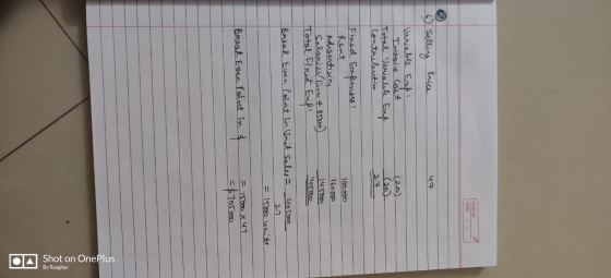Porno DATT पन Selling Price Variable Ext: Invoice cost Total Variable Exp contribution 27 Fired Expenses: Rent Advertising sa